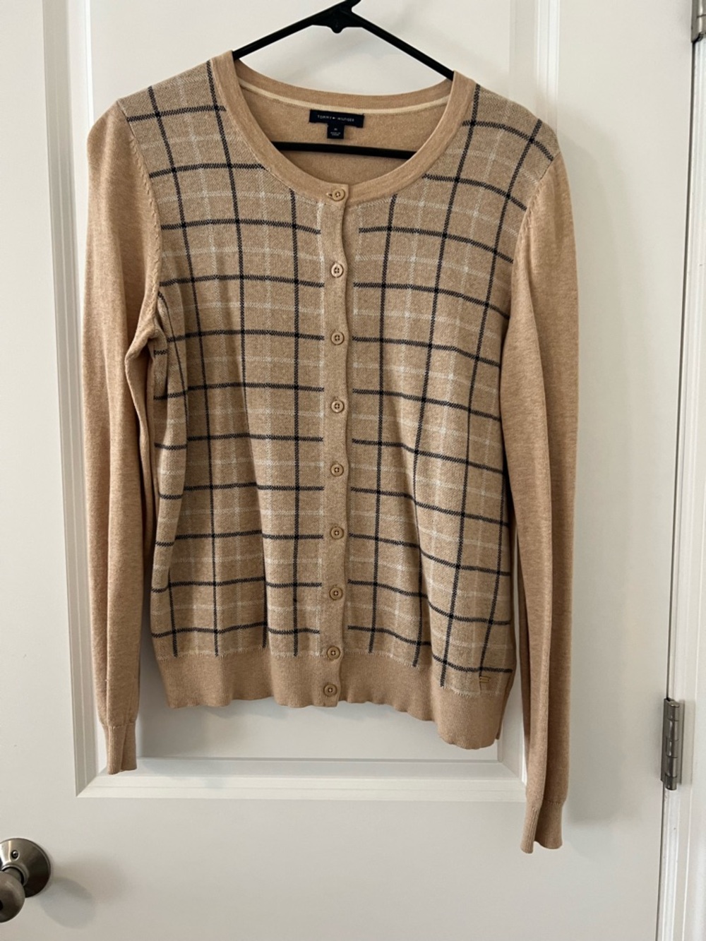 Tommy Hilfiger Camel Plaid Button-Front Cardigan